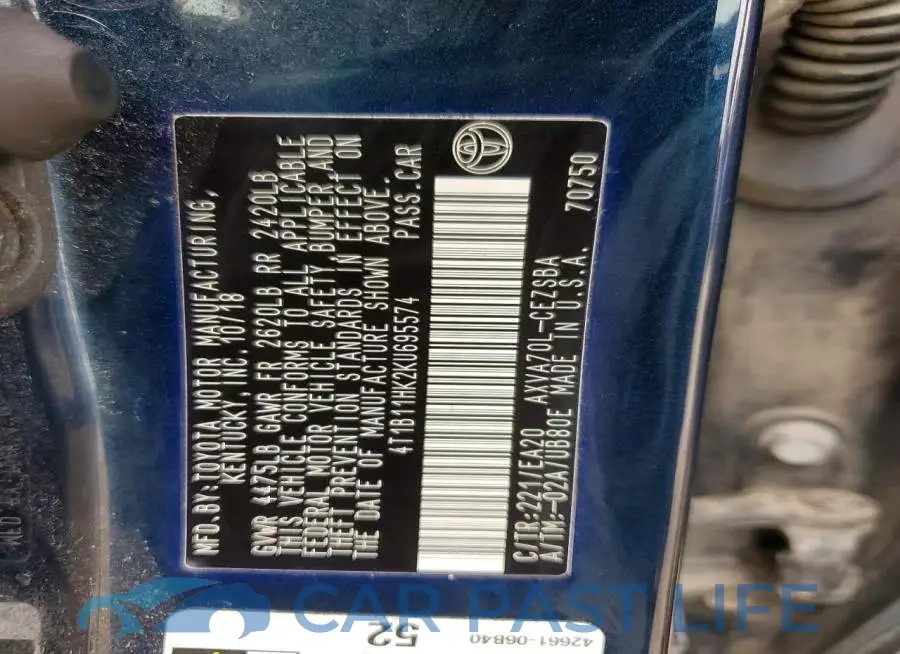 4T1B11HK2KU695574# 12