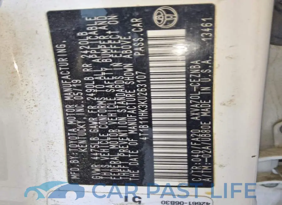 4T1B11HK3KU263107# 12