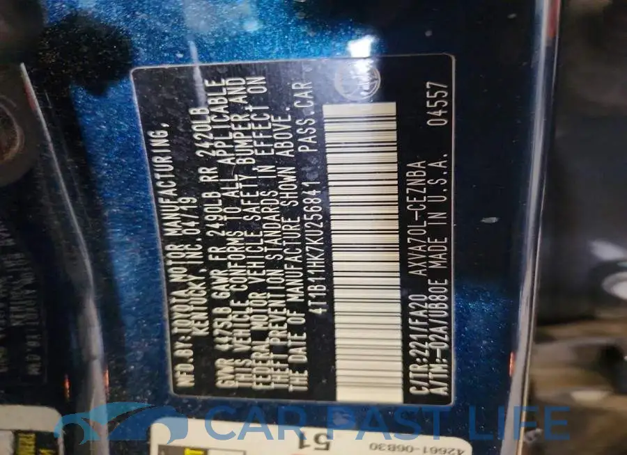 4T1B11HK7KU256841# 12