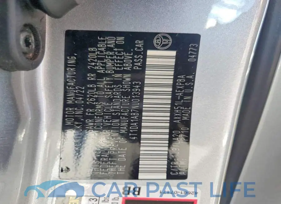 4T1DA1AB7NU013943# 13
