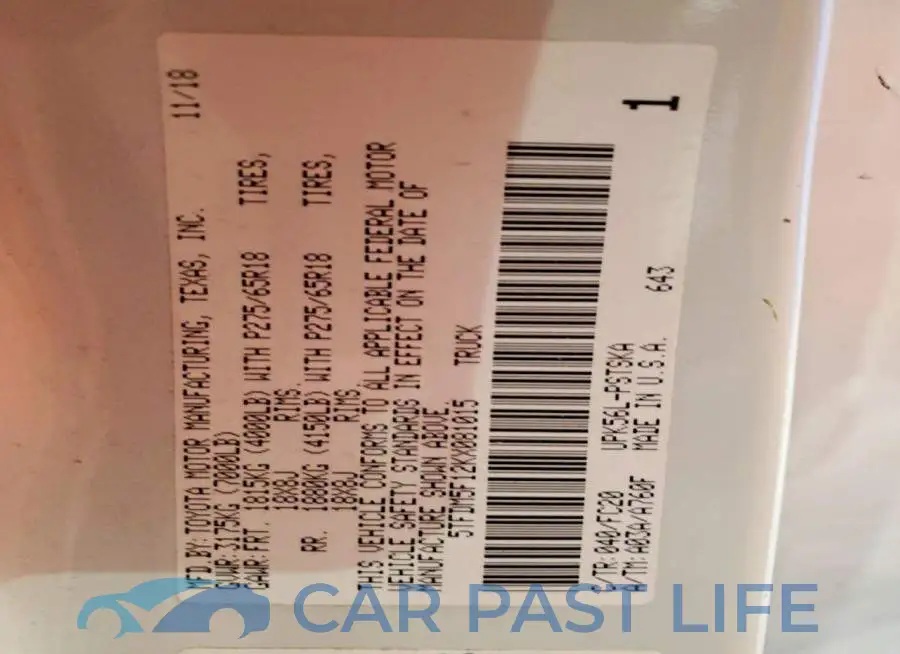 5TFDM5F12KX081015# 12