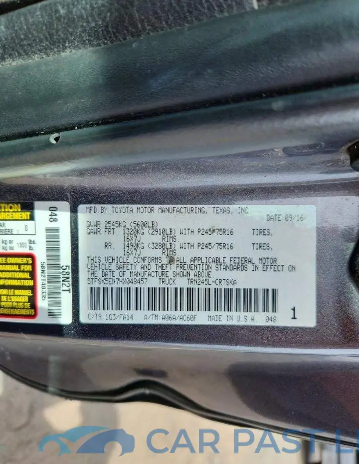 5TFSX5EN7HX048457# 12