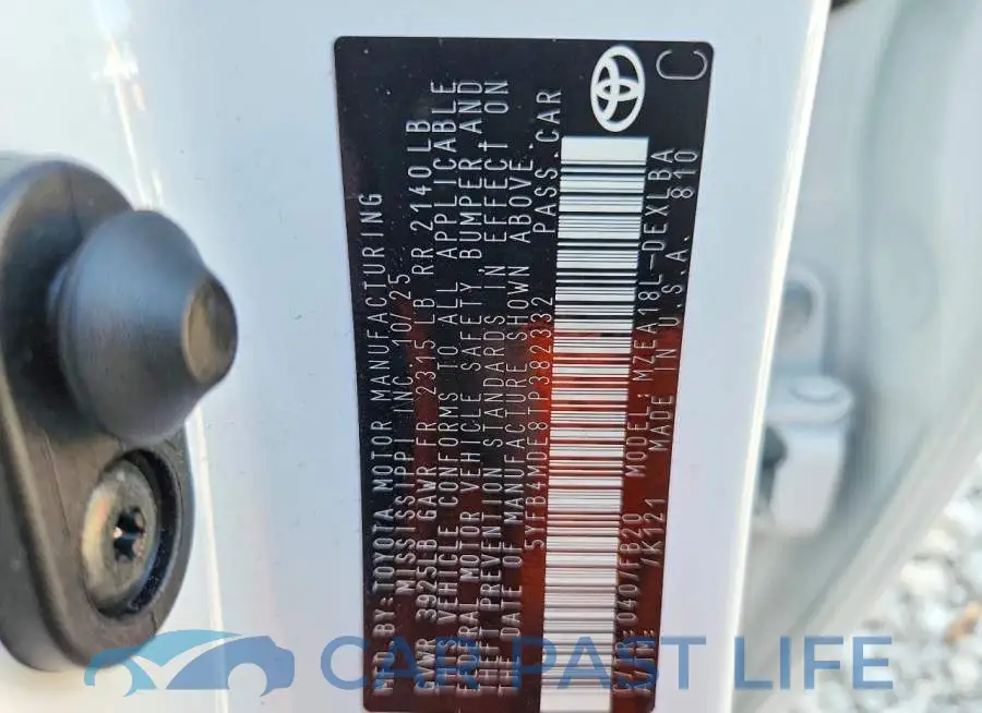 5YFB4MDE8TP382332# 13