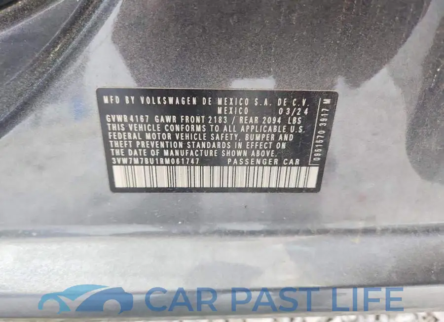 3VW7M7BU1RM061747# 12