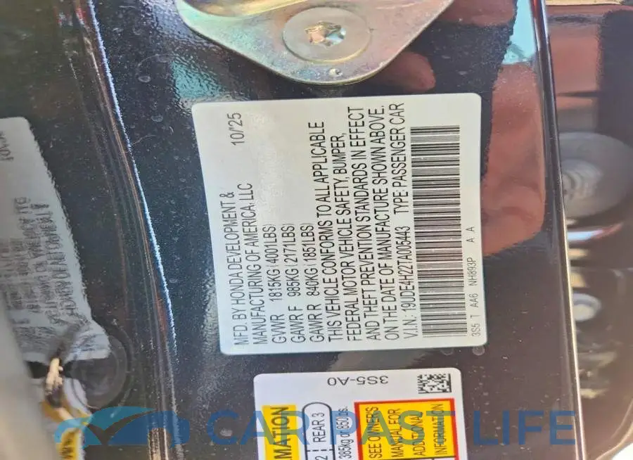 19UDE4H22TA005443# 12
