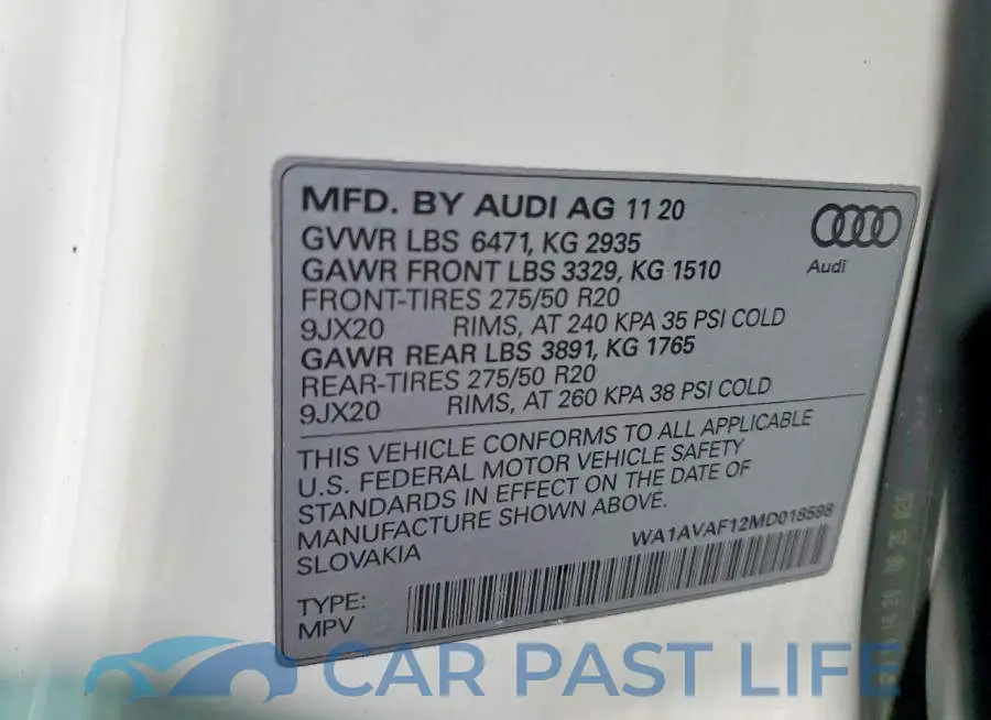 WA1AVAF12MD018598# 13