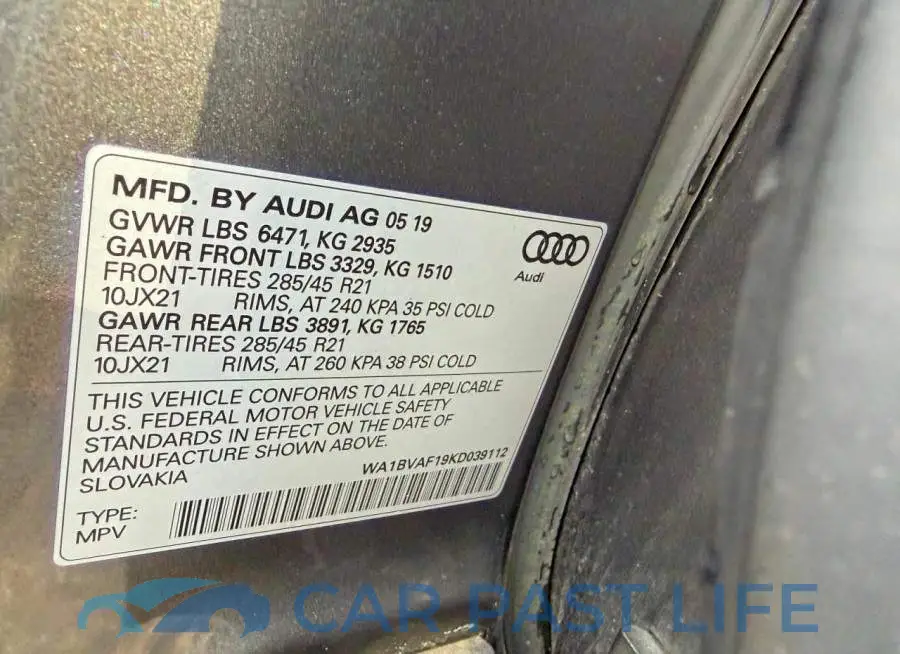 WA1BVAF19KD039112# 10