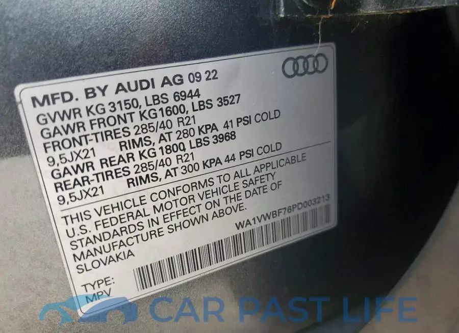 WA1VWBF76PD003213# 14