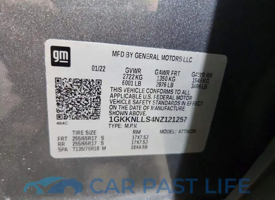 1GKKNLLS4NZ121257# 13