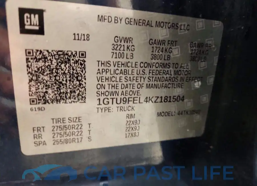 1GTU9FEL4KZ181504# 12