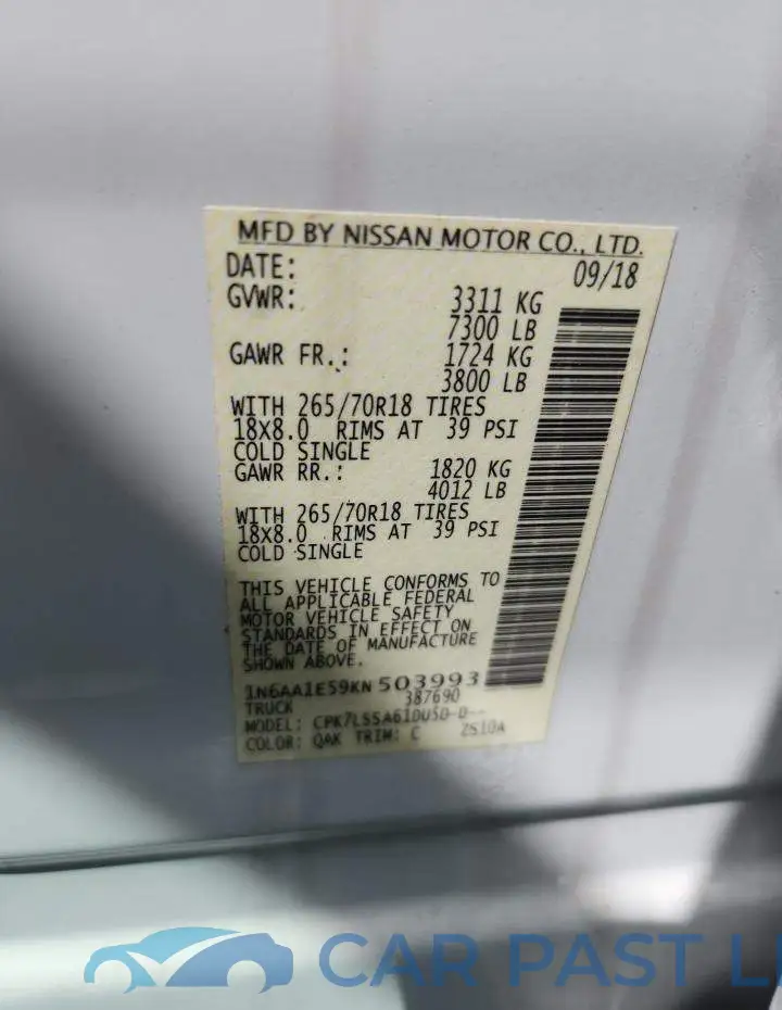 1N6AA1E59KN503993# 12