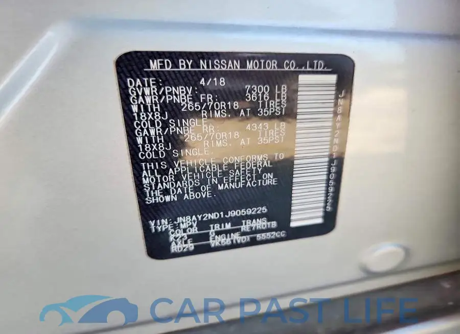 JN8AY2ND1J9059225# 12