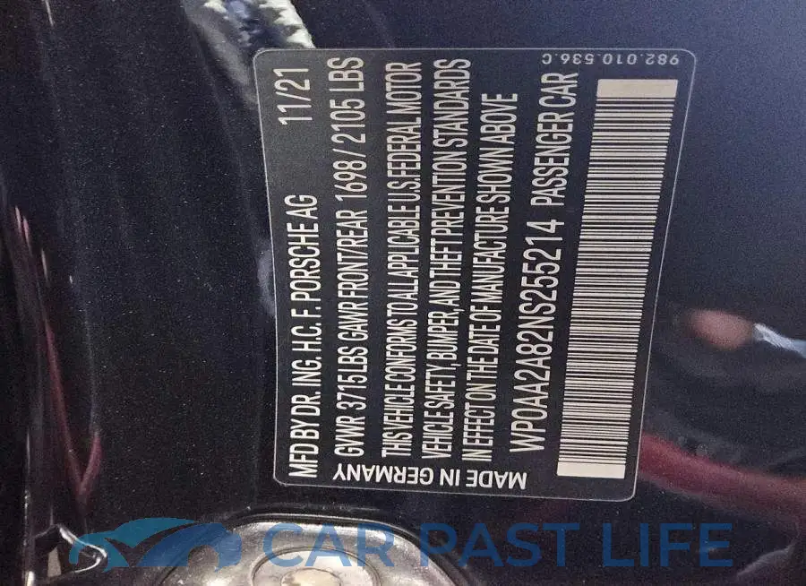WP0AA2A82NS255214# 12