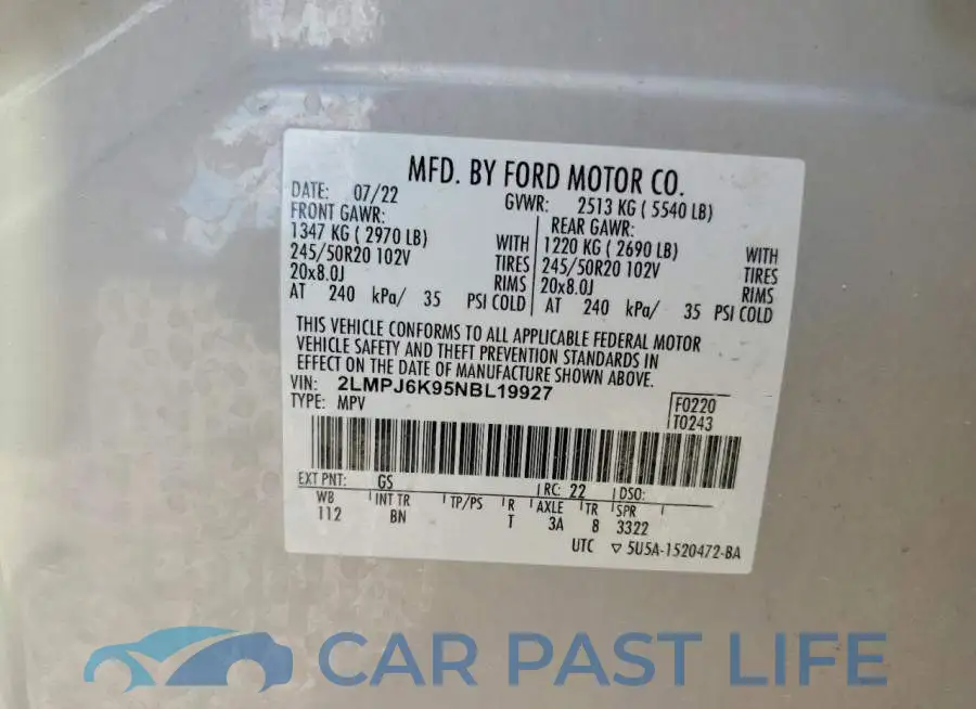 2LMPJ6K95NBL19927# 14
