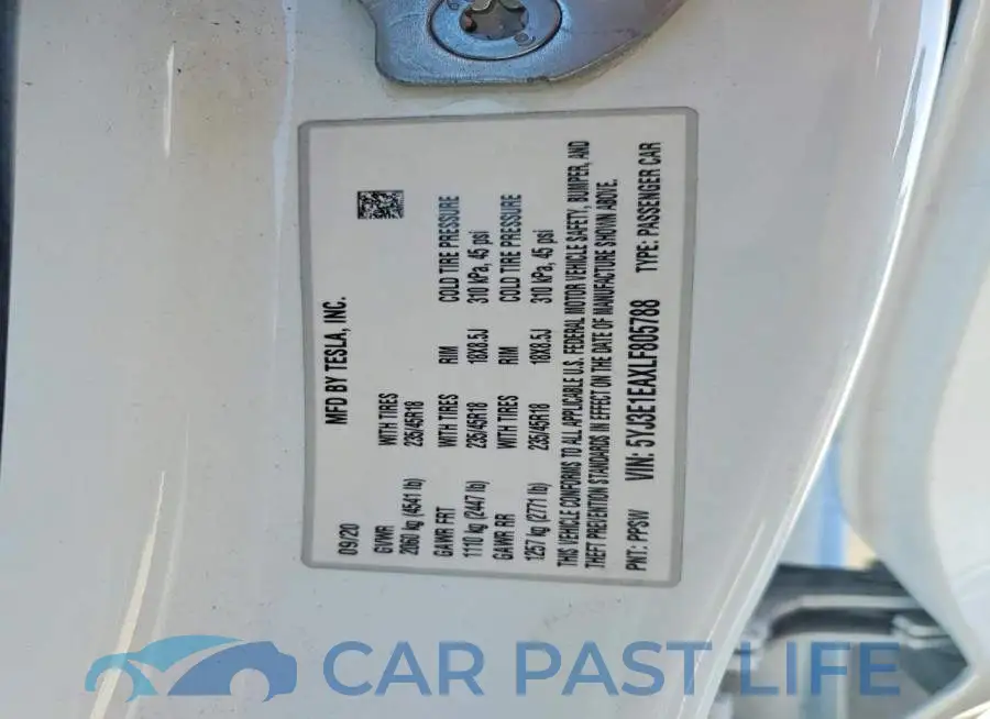 5YJ3E1EAXLF805788# 12