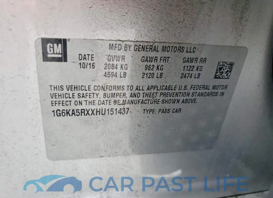 1G6KA5RXXHU151437# 12