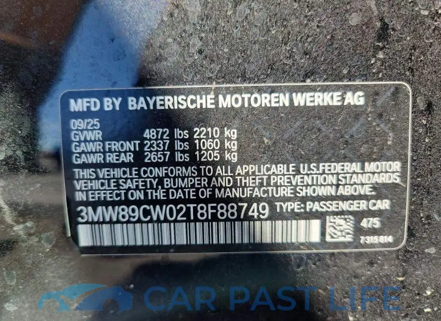 3MW89CW02T8F88749# 12