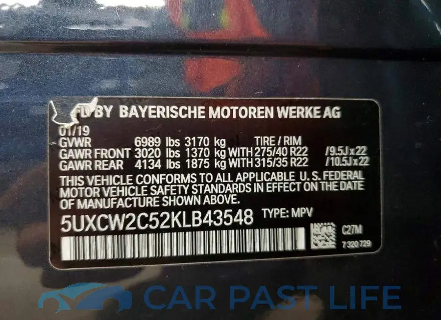 5UXCW2C52KLB43548# 13
