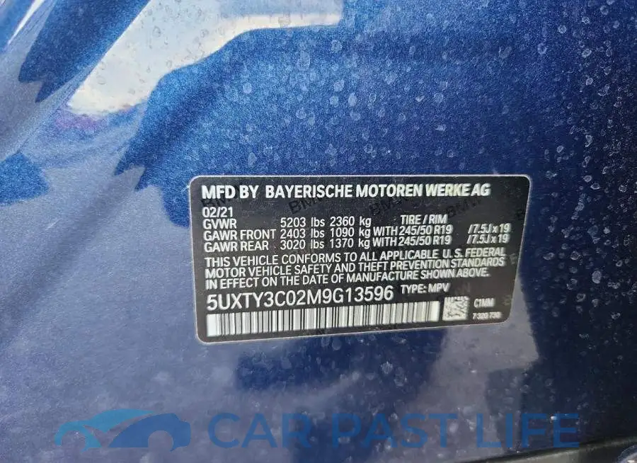 5UXTY3C02M9G13596# 12