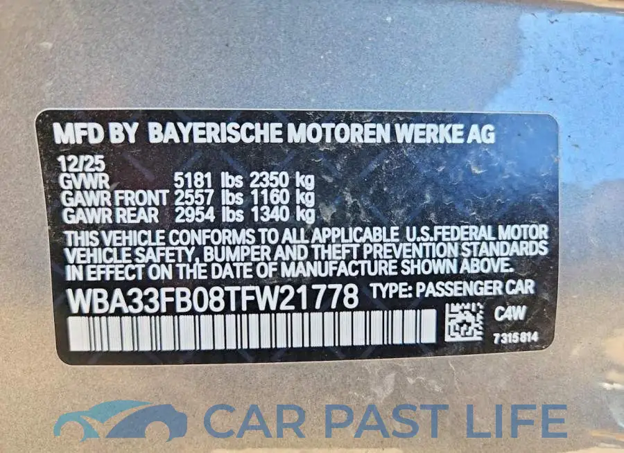 WBA33FB08TFW21778# 12
