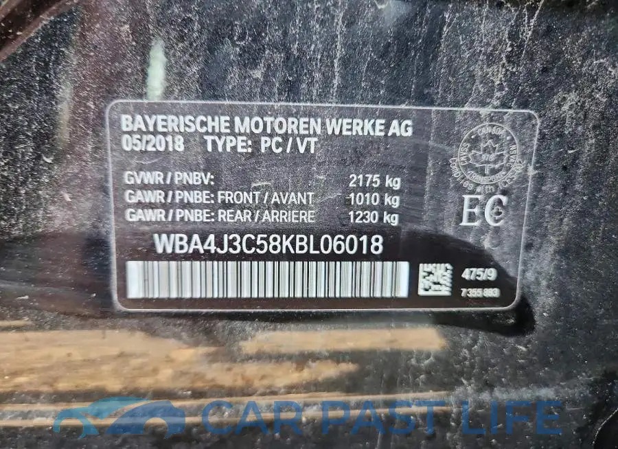 WBA4J3C58KBL06018# 12