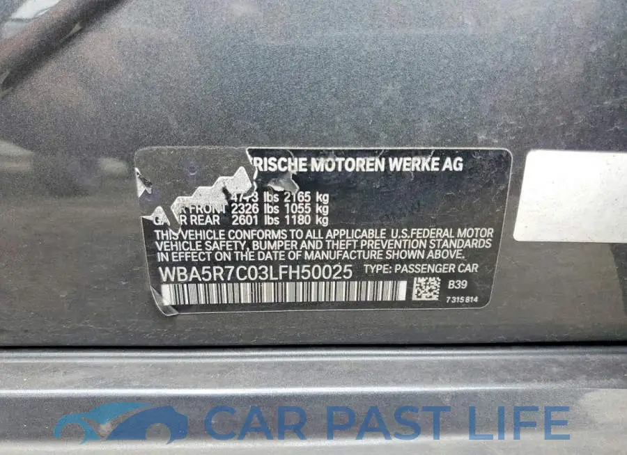 WBA5R7C03LFH50025# 13