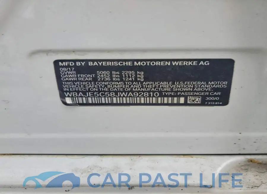 WBAJE5C58JWA92810# 12