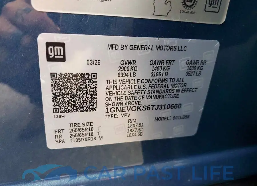 1GNEVGKS6TJ310660# 13
