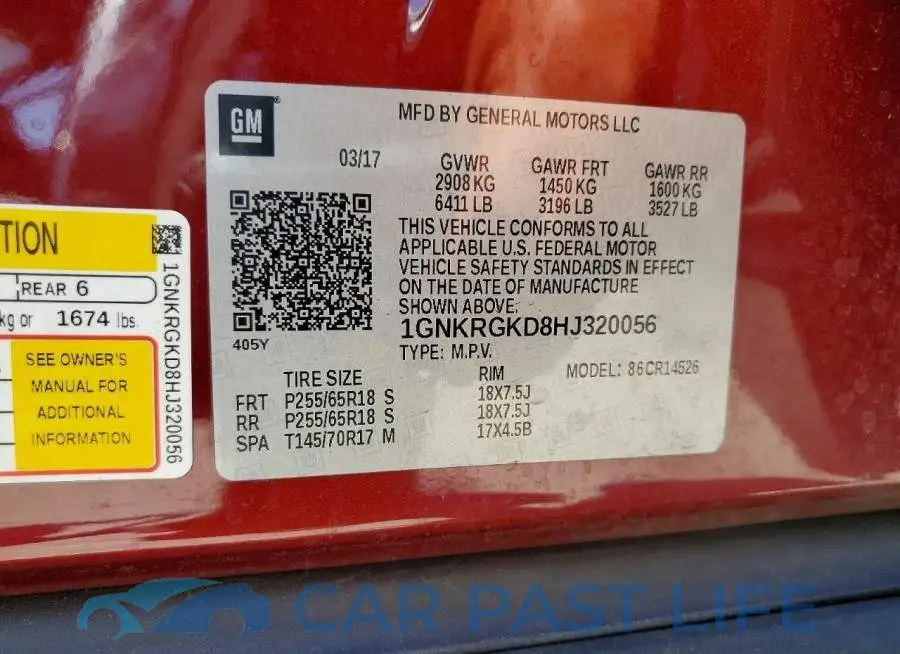 1GNKRGKD8HJ320056# 12
