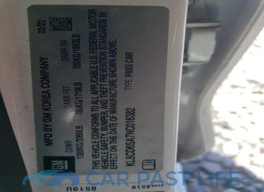 KL8CD6SA7NC016382# 12