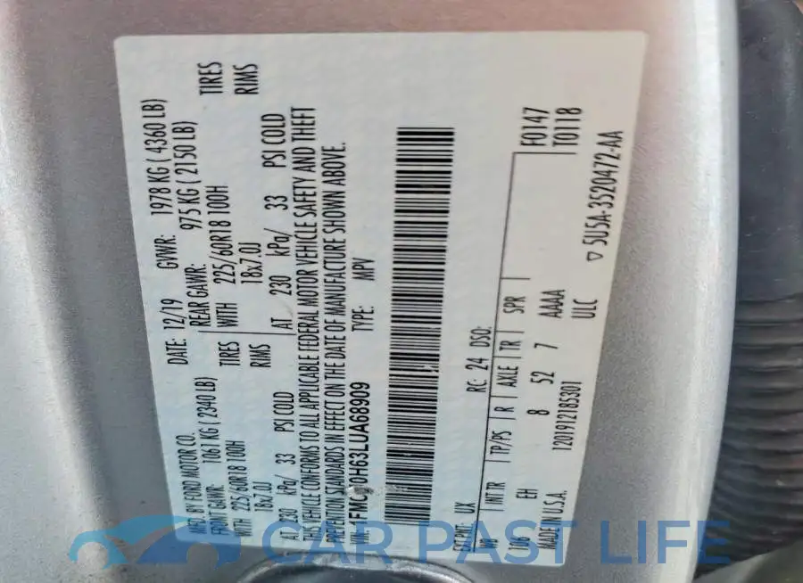1FMCU0H63LUA68909# 13