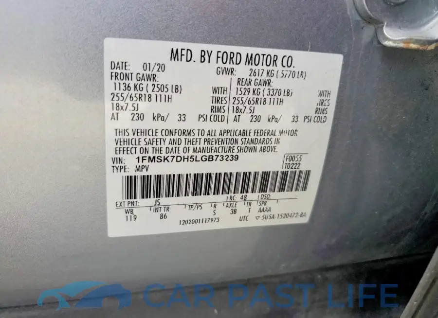1FMSK7DH5LGB73239# 13