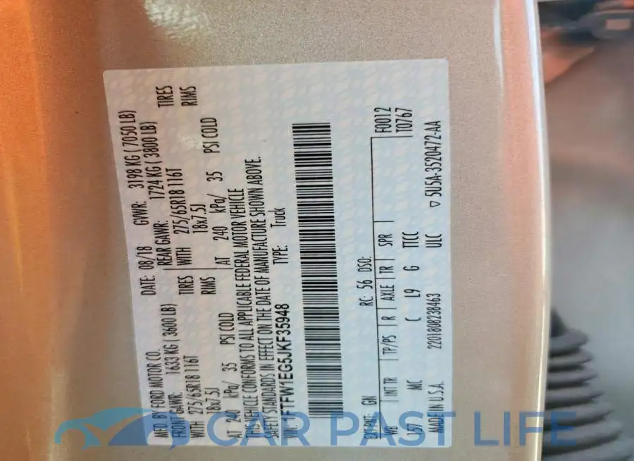 1FTFW1EG5JKF35948# 12