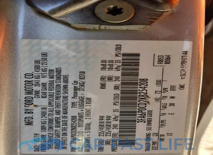 3FA6P0CD2KR254208# 12