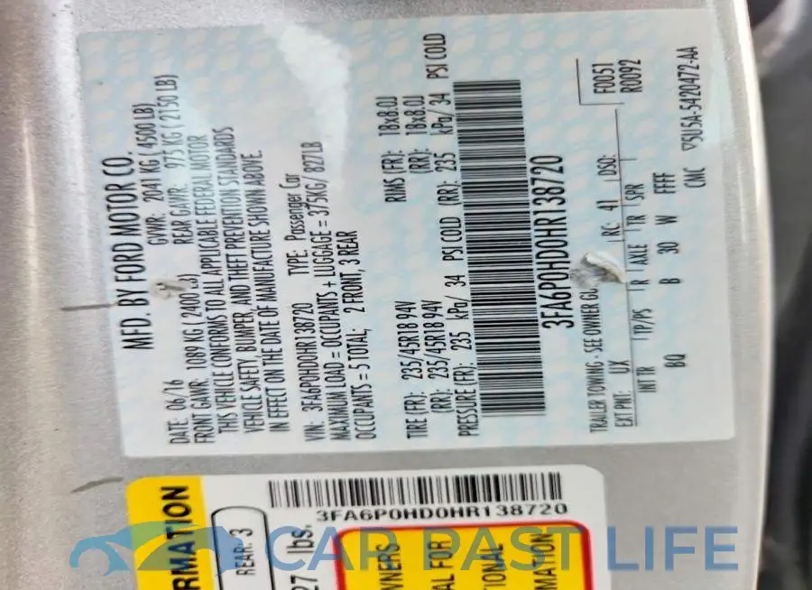 3FA6P0HD0HR138720# 12
