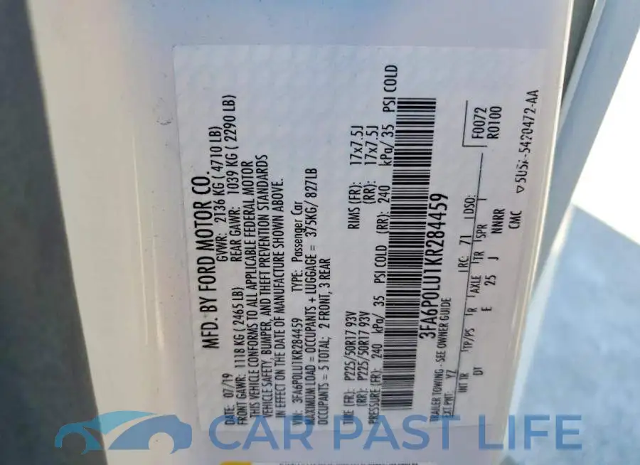 3FA6P0LU1KR284459# 13