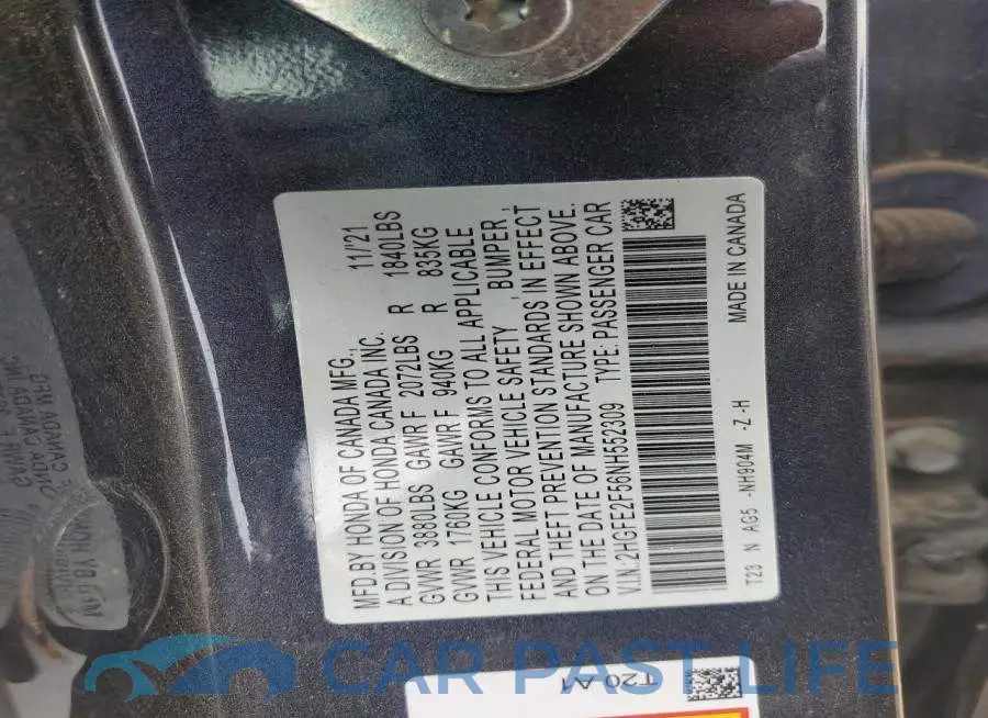 2HGFE2F56NH552309# 12