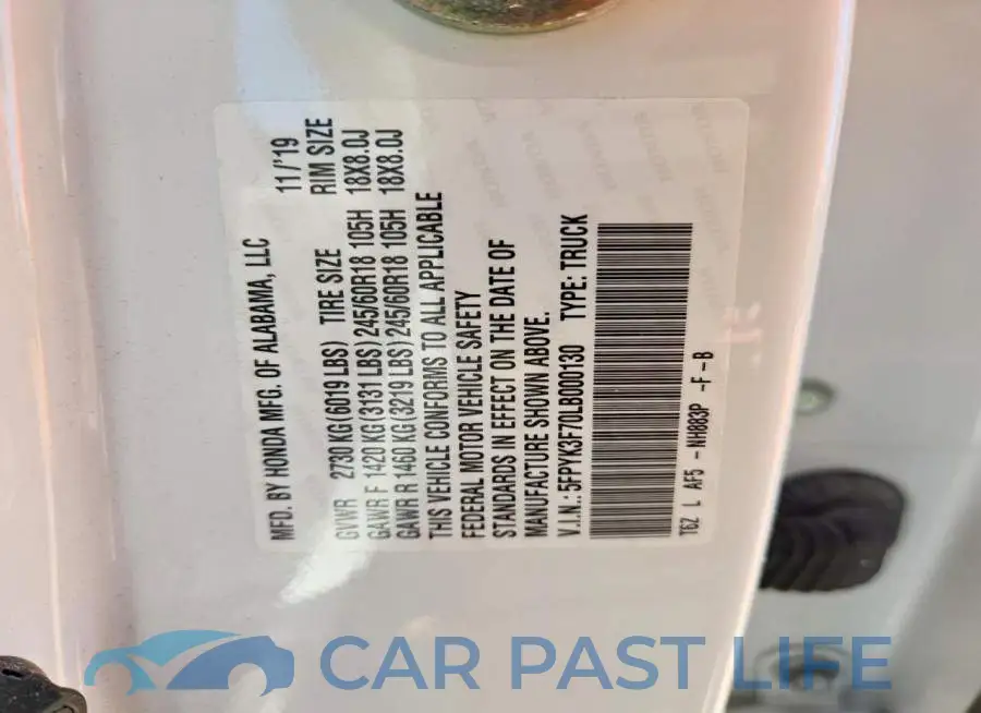 5FPYK3F70LB000130# 12