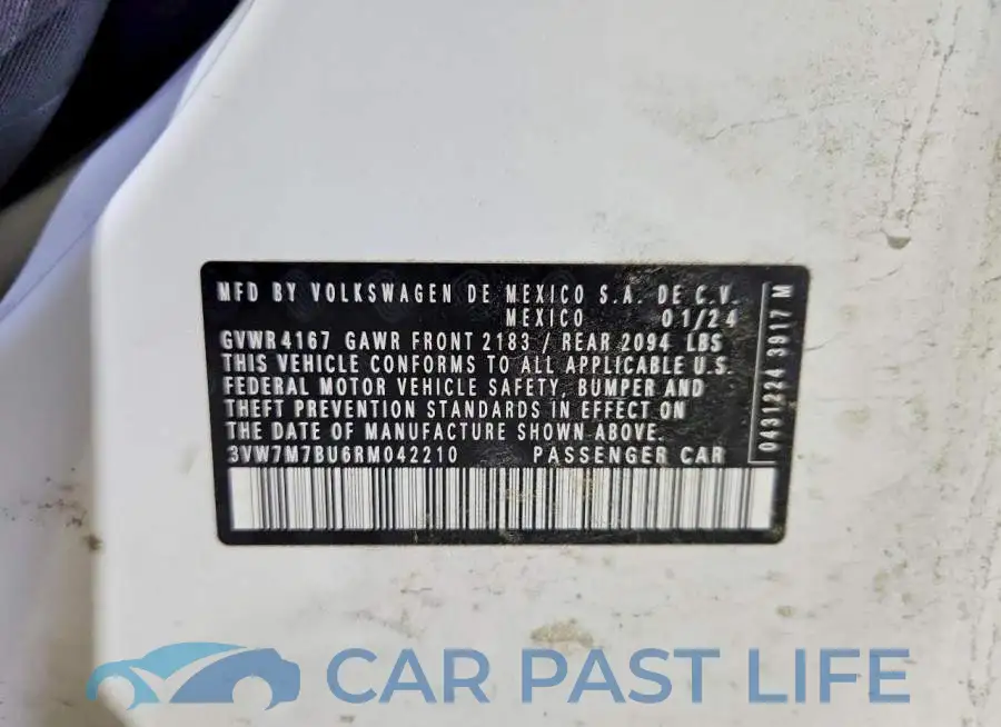 3VW7M7BU6RM042210# 12