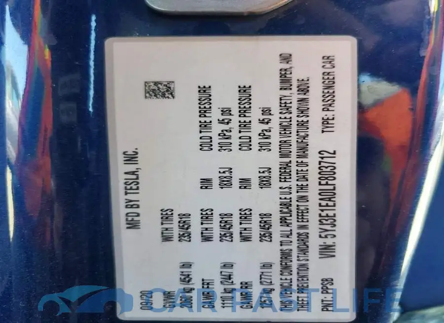 5YJ3E1EA0LF803712# 12