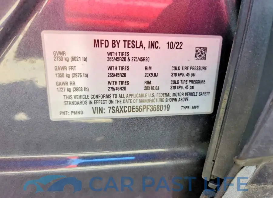 7SAXCDE56PF368019# 13