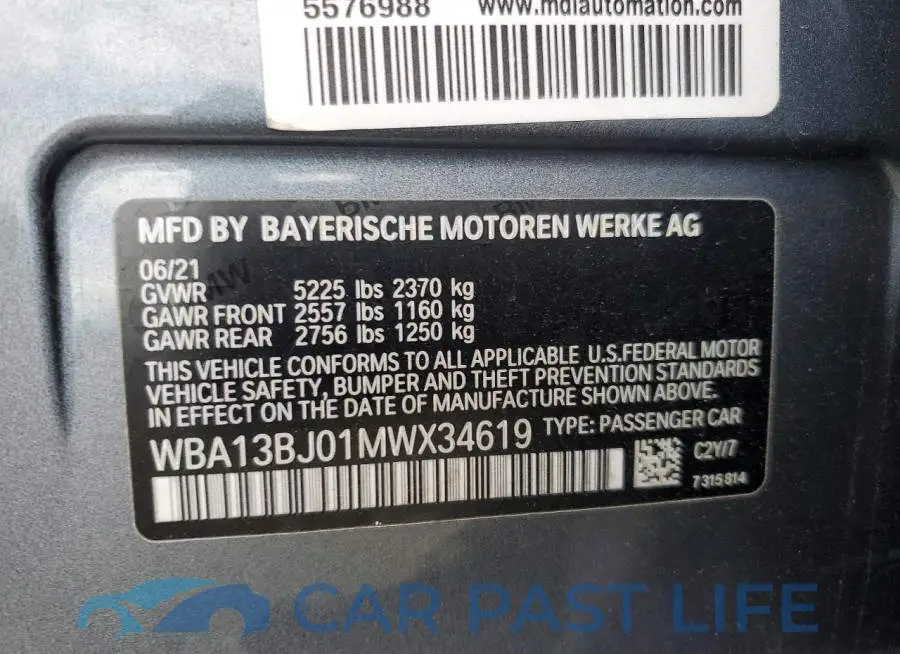 WBA13BJ01MWX34619# 12