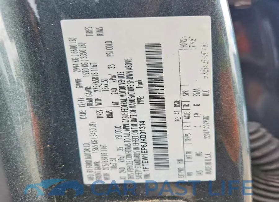 1FTEW1EP6JKD01314# 12