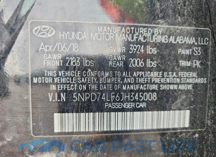 5NPD74LF6JH345008# 12