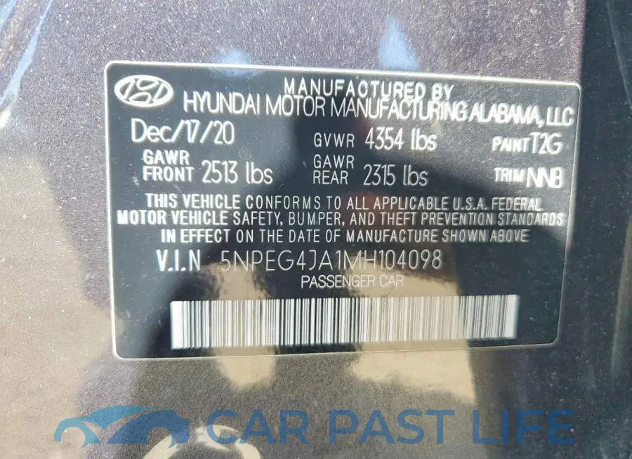 5NPEG4JA1MH104098# 13