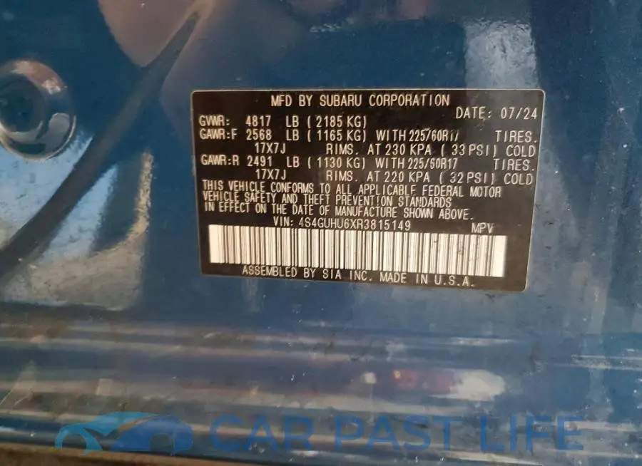 4S4GUHU6XR3815149# 13