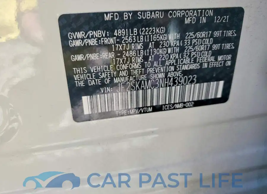 JF2SKAMC3NH439023# 12