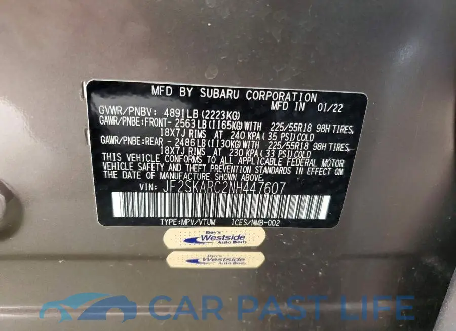 JF2SKARC2NH447607# 14
