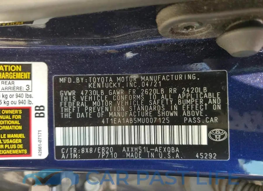 4T1EA1AB5MU007125# 12