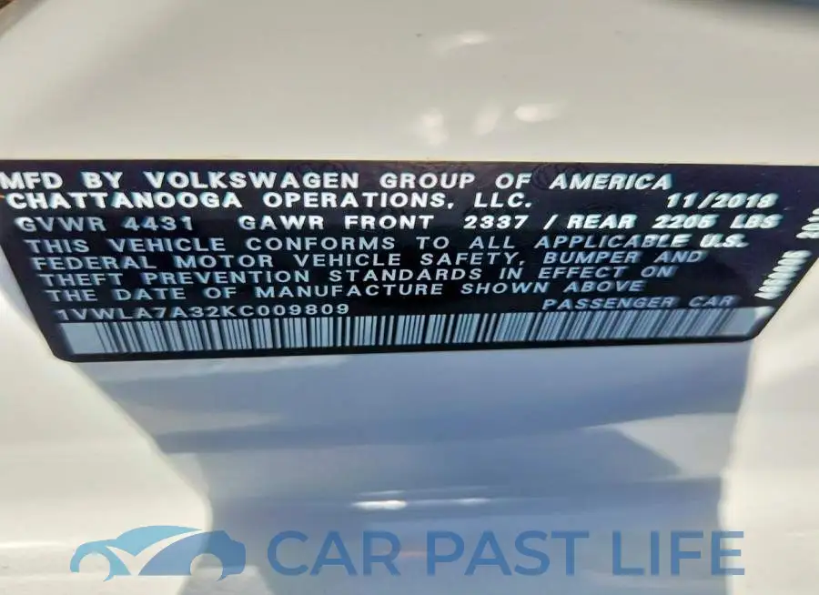 1VWLA7A32KC009809# 13